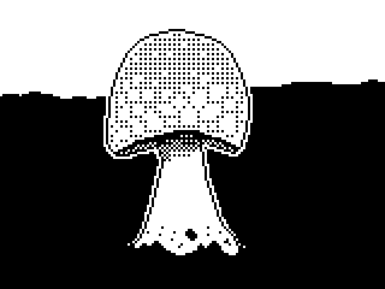 A 1-bit art closeup image of a whitecap mushroom